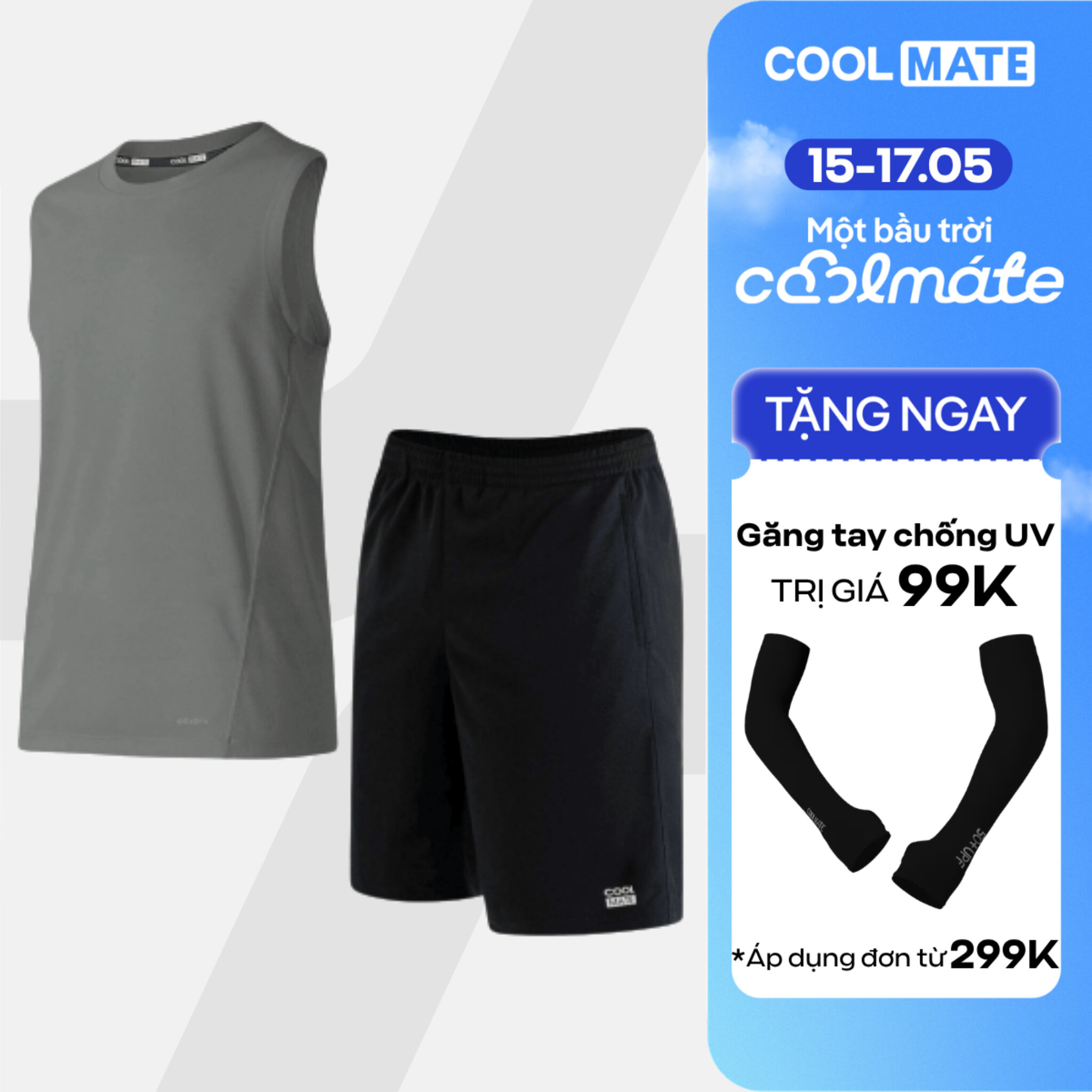 [TẶNG QUÀ ĐƠN TỪ 299K]Set thể thao nam ProMax S1 Áo sát nách + Quần shorts mềm mại, thoáng khí, nhanh khô logo Coolmate