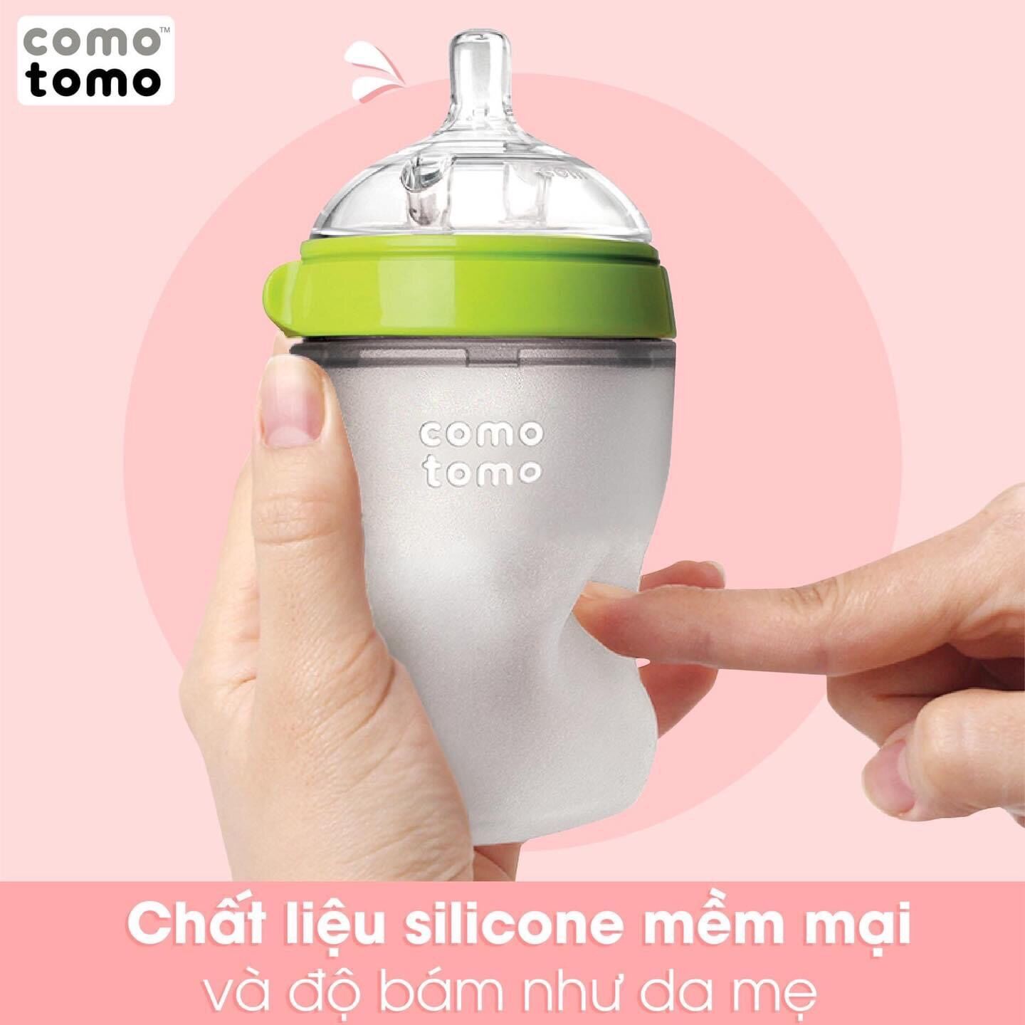 Bình sữa Comotomo 150ml tặng kèm tay cầm