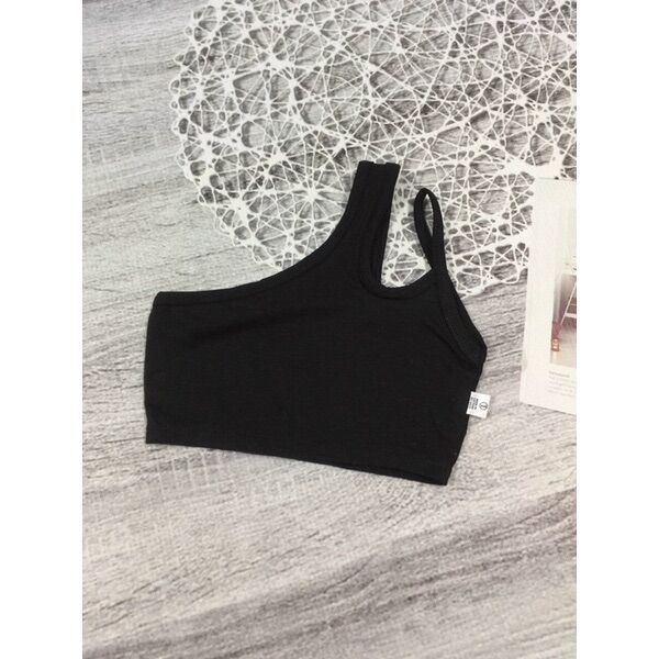 Áo croptop lệch vai bé gái