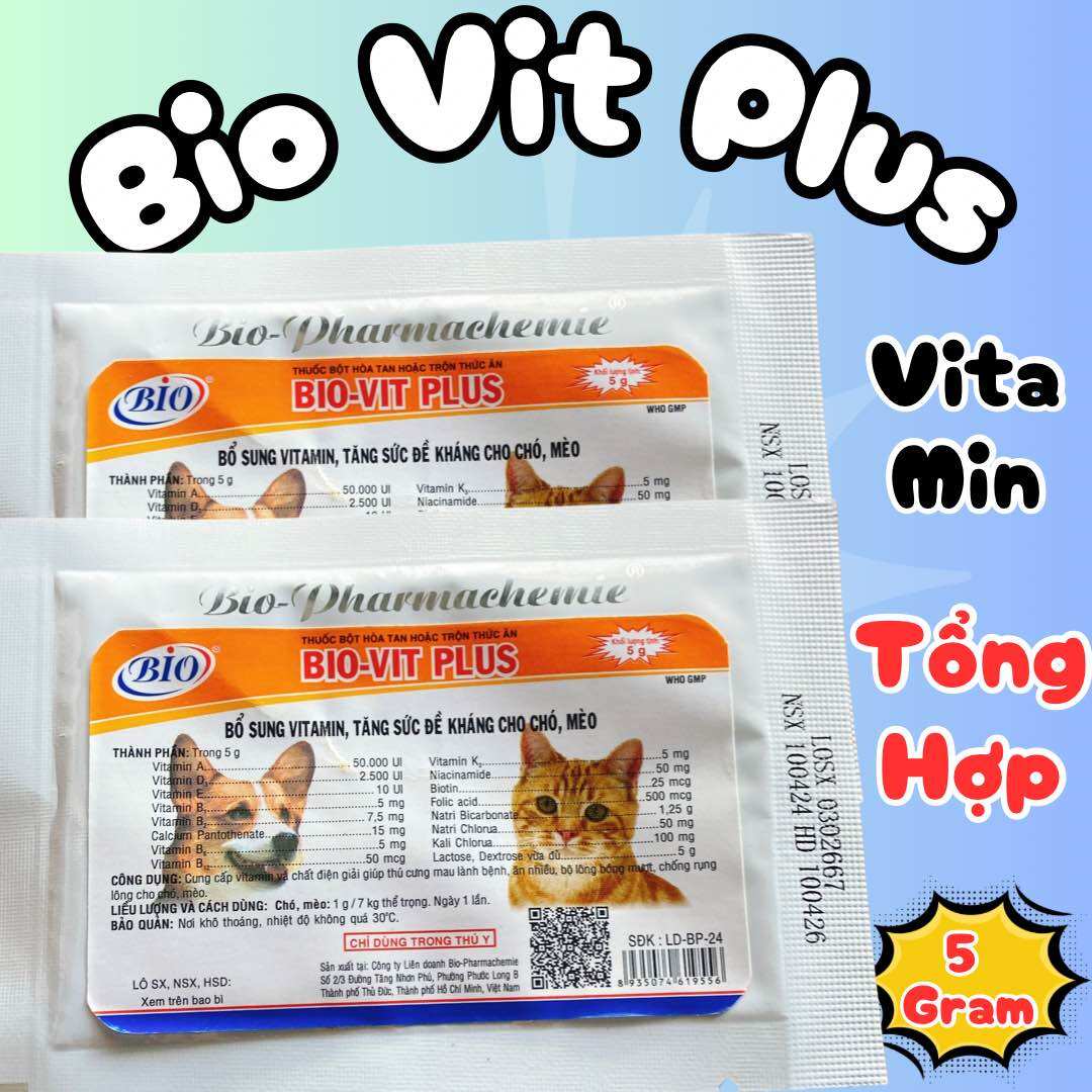 Bio Vit Plus Vitamin cao cấp dành cho thú cưng gói 5gram