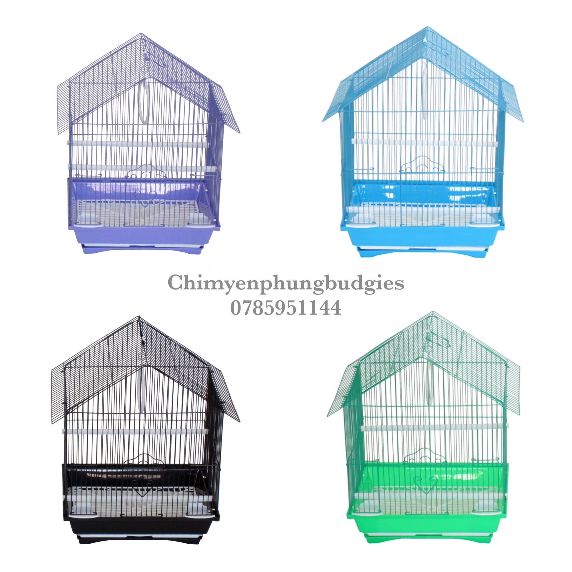 Lồng chim mái nhà cho chim cảnh, vẹt (đủ phụ kiện) [SG-giao hoả tốc 2h]