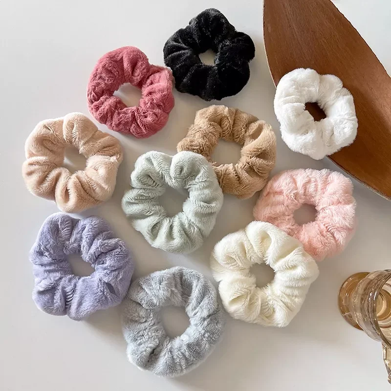 Dây cột tóc scrunchies lông trơn mềm mịn