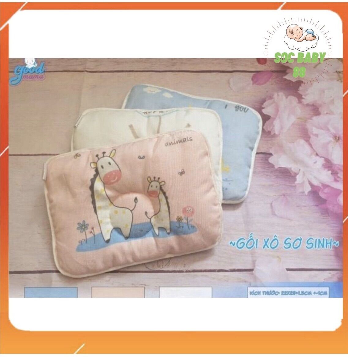 Gối xô sơ sinh goodmama cho bé yêu, gối xô soc baby 88 cho bé