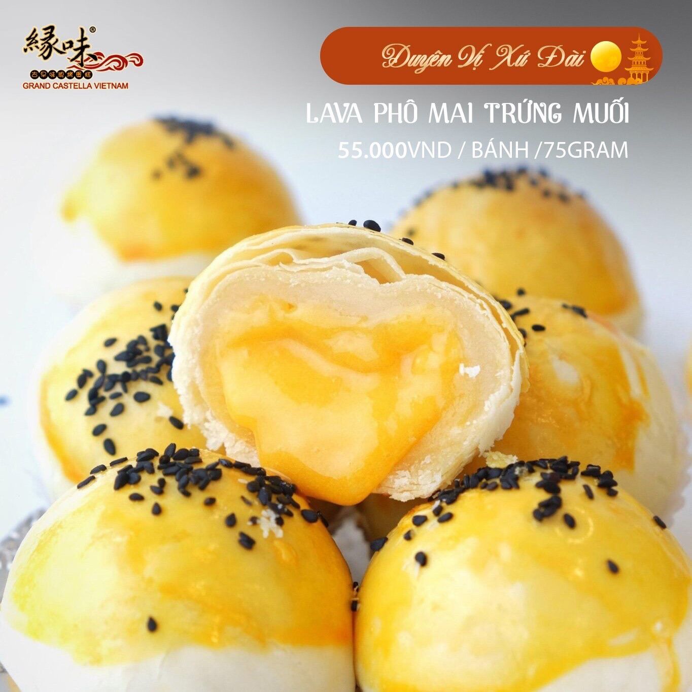 Bánh trung thu grand castella 2022 - bánh lava phô mai trứng muối duyên vị xứ đài - giao hàng nhanh toàn quốc