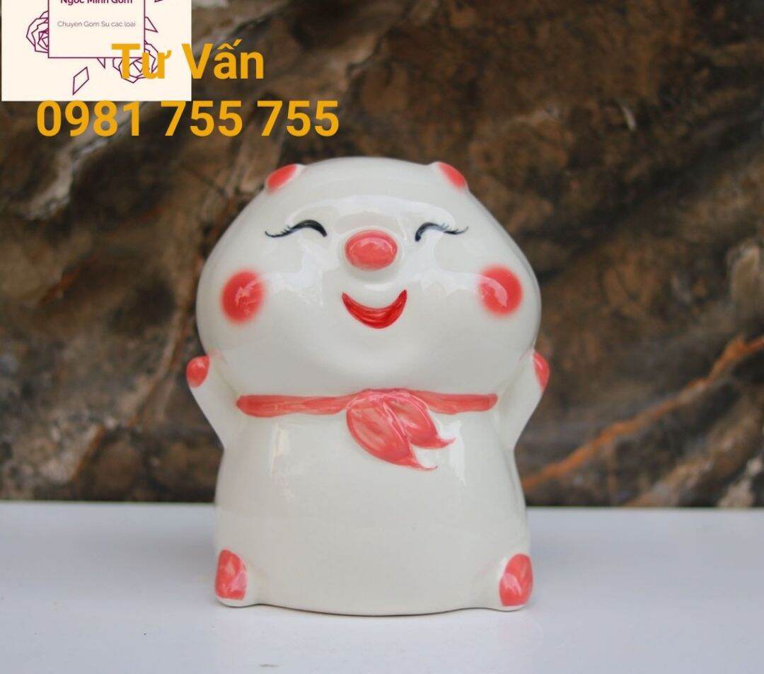 Lợn đất tiết kiêm - gốm sứ bát tràng - heo tiết kiệm mắt híp đang iu
