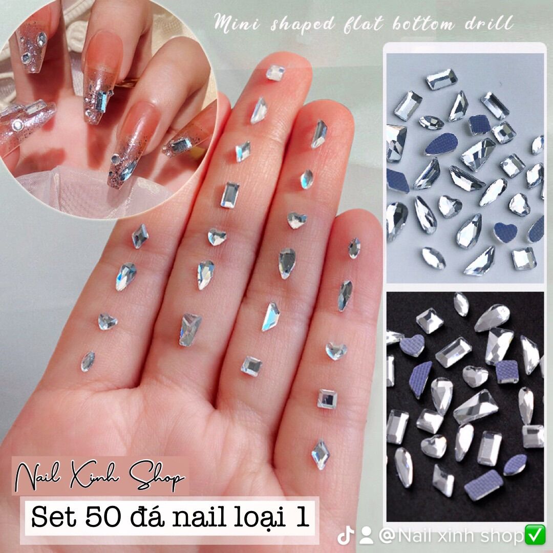 Set 50 charm đá nail