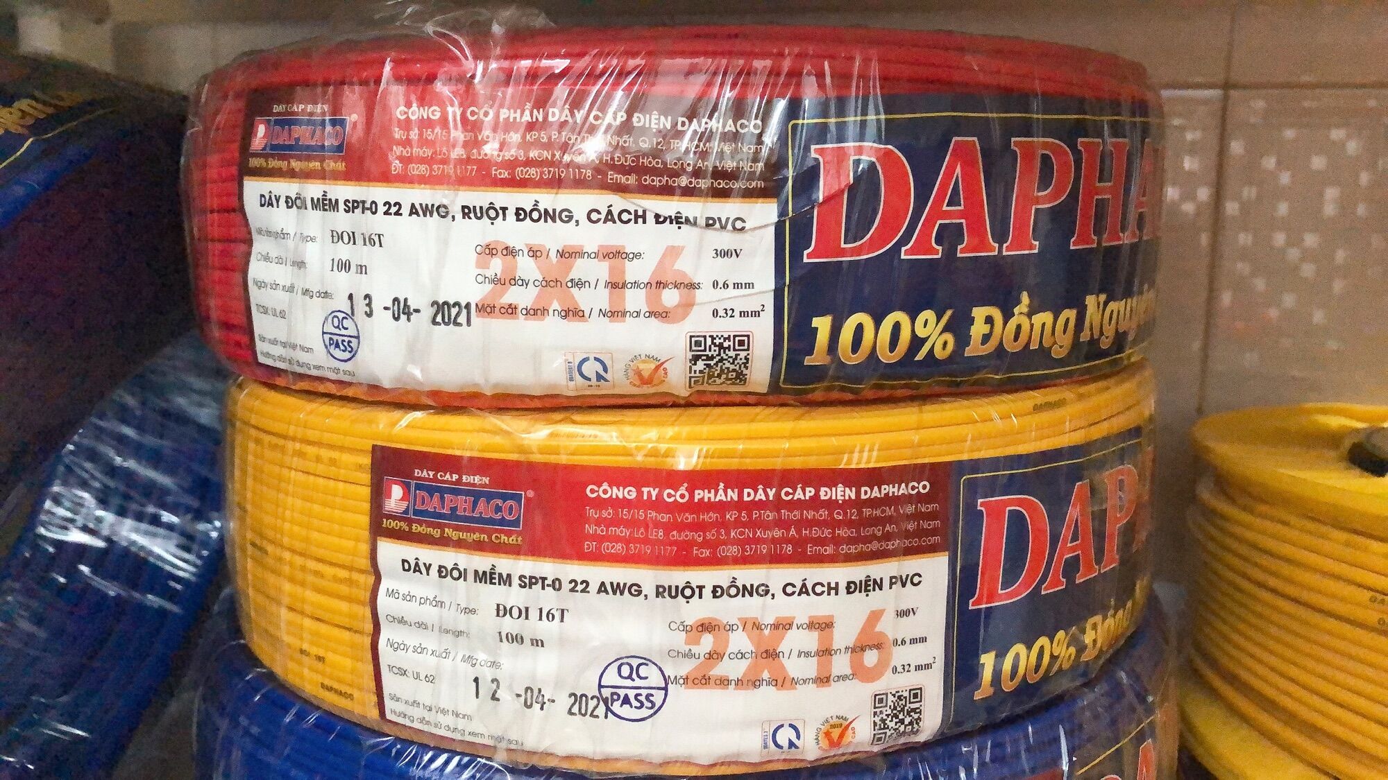 Dây đôi mềm 2x16 tim 100% đồng hiệu daphaco