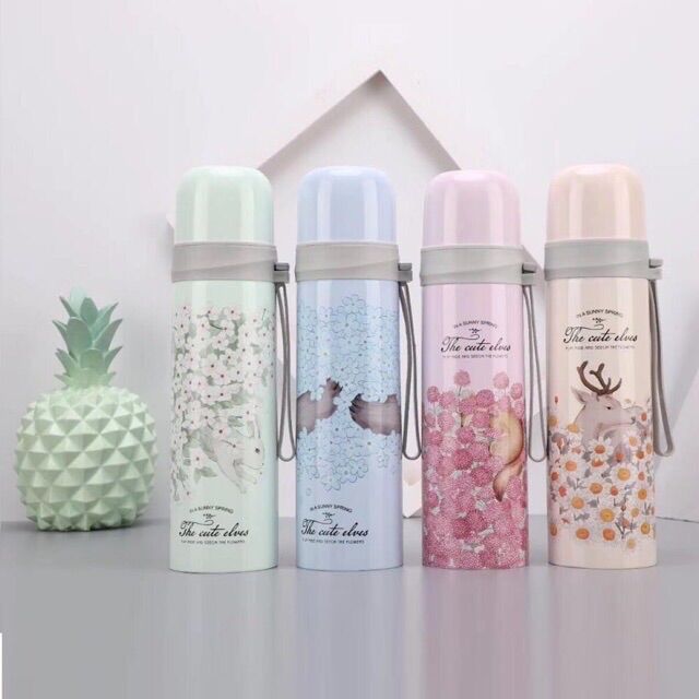 Bình giữ nhiệt dễ thương Sf1008 hình thú xanh lá