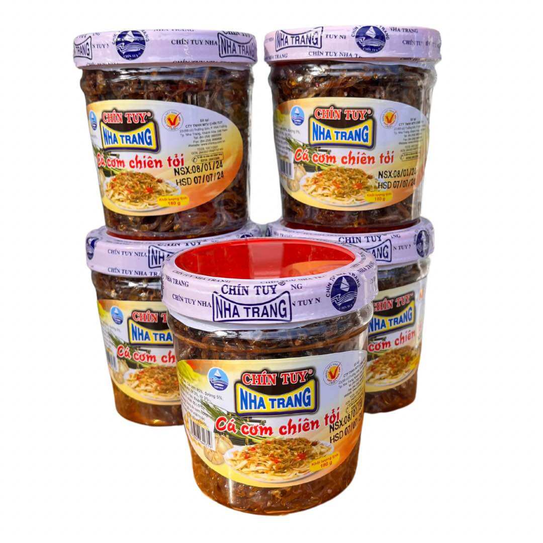 Cá cơm chiên tỏi chín tuy nha trang - hủ 180g