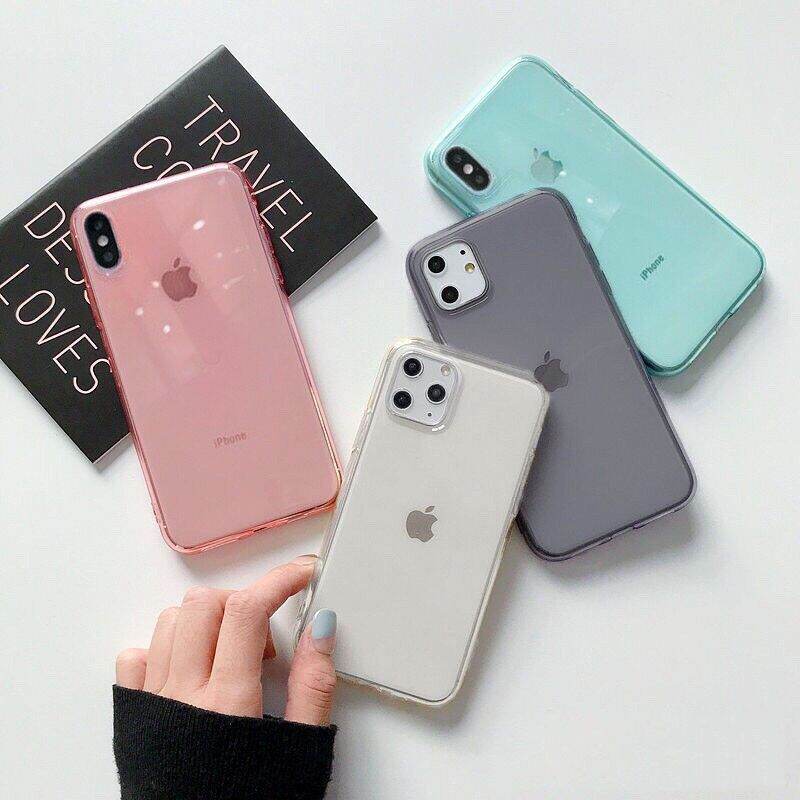Ốp lưng iphone pastel - trong suốt, siêu dày