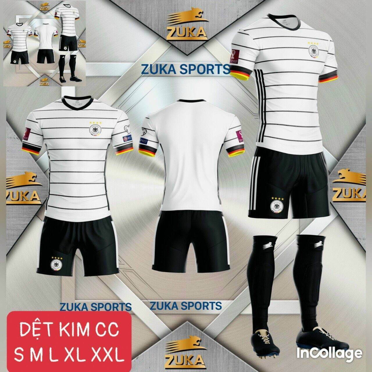 BỘ QUẦN ÁO ĐÁ BÓNG THỂ THAO NAM ĐỘI TUYỂN ĐỨC TRẮNG MẪU 2020