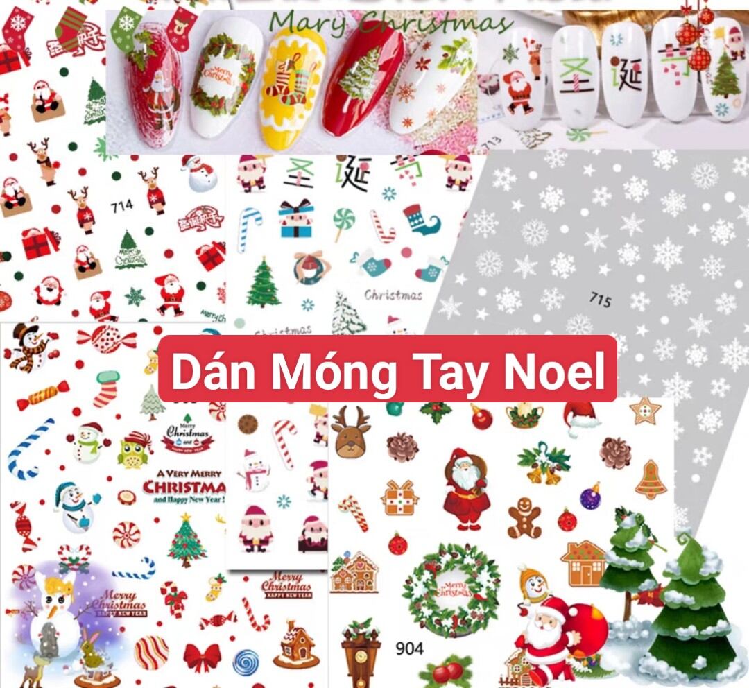 1 tấm dán trang trí móng tay noel - sticker dán móng tay noel