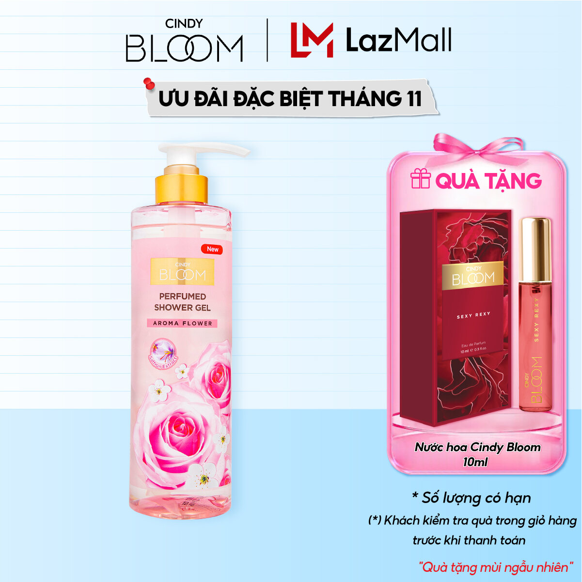 Sữa Tắm Hương Nước Hoa Cindy Bloom Aroma Flower Ngọt Ngào Nữ Tính 640g