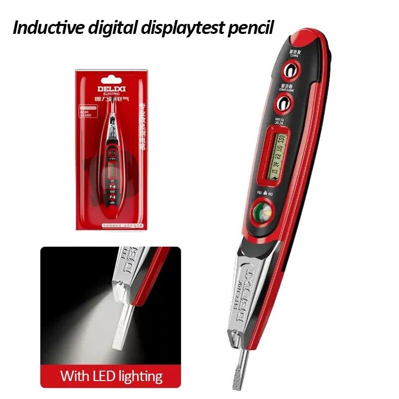 Delixi điện kiểm tra bút cảm ứng thông minh hiển thị kỹ thuật số kiểm tra bút điện áp phát hiện on-off zero dòng lửa 12-220v