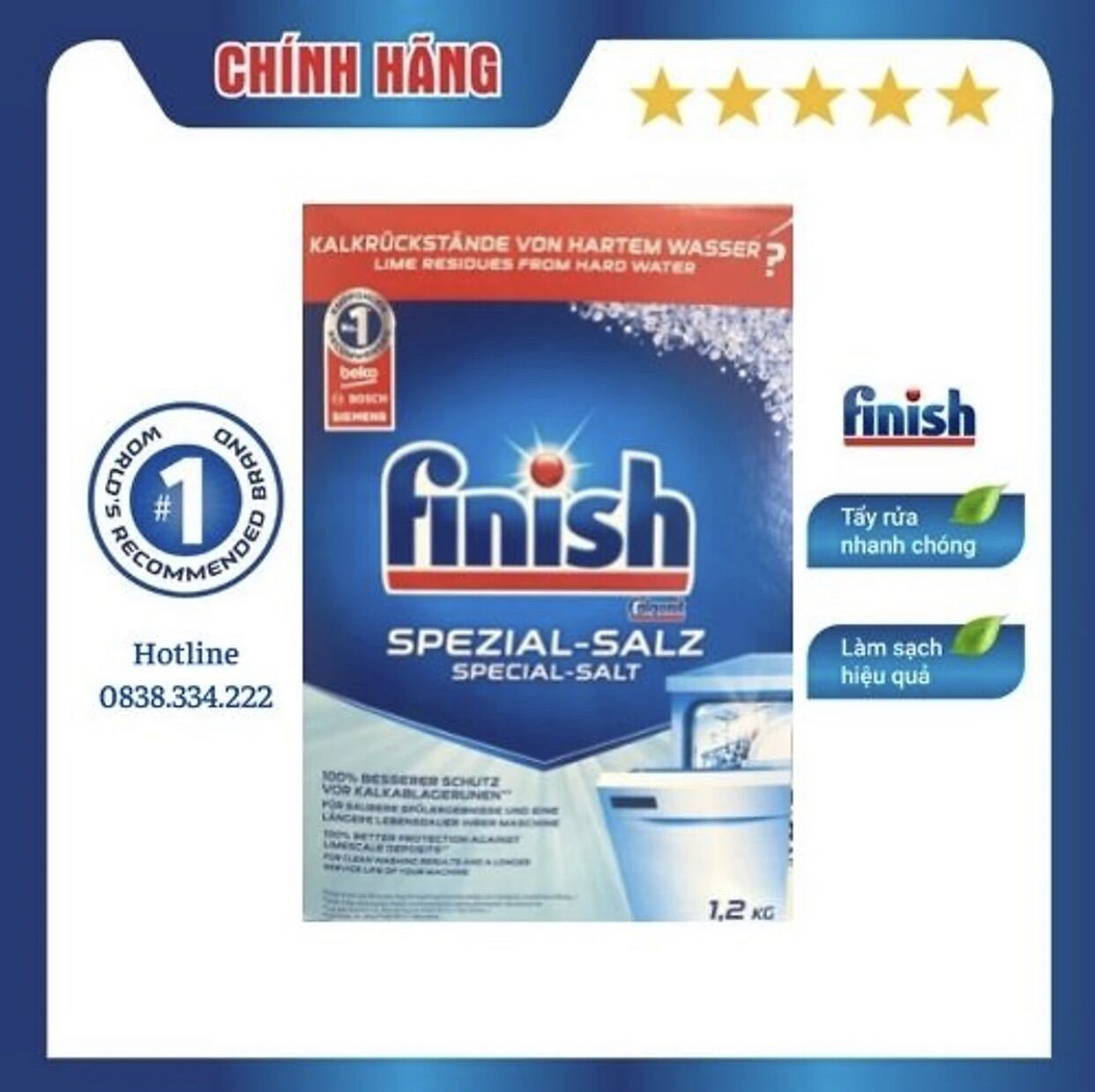 Muối rửa chén bát Finish loại 1.2kg