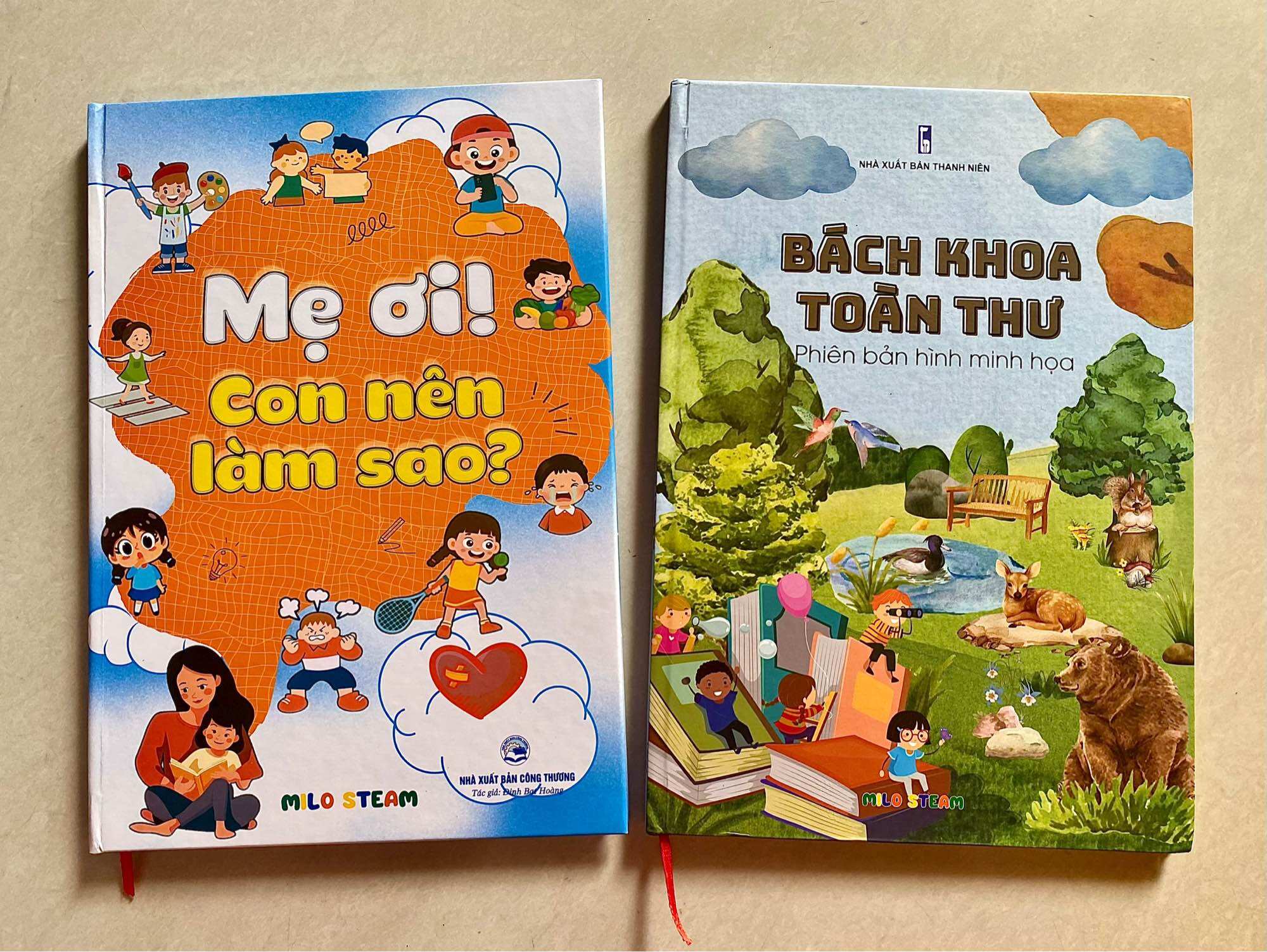 Sá.ch Bìa cứng BáchKhoaToàn Thư Và Mẹ Ơi ConNên LàmSao. Gói Quà tặng cho con Tranh bìa cứng