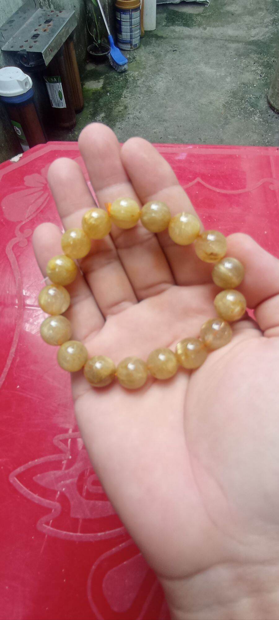 vòng tay thạch anh tóc vàng víp, size hạt 12 li , chất đá thiên nhiên tự nhiên cực đẹp nhiều tóc