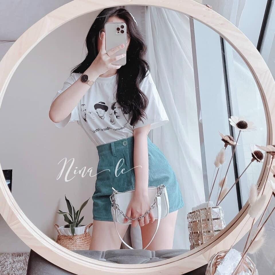 [HCM]SET PULL TRẮNG HÌNH NGƯỜI + QUẦN SHORT NHUNG XANH??