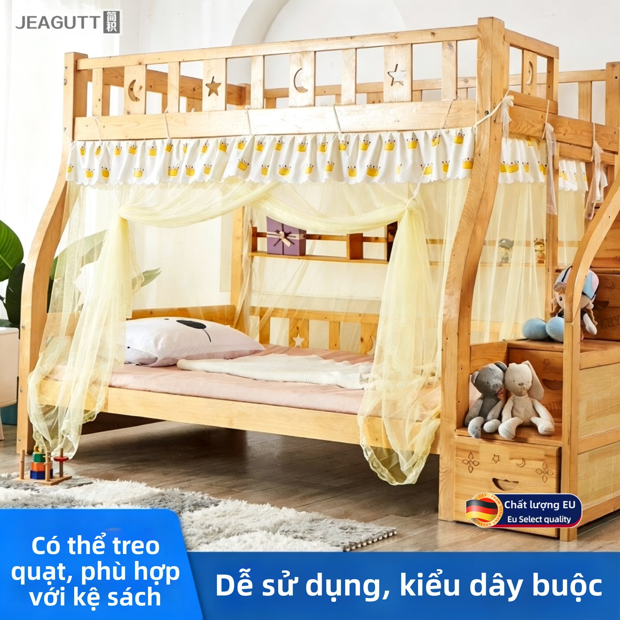 jeagutt | Giường Tầng Cho Trẻ Em Có Thang Và Kệ Không Chặn