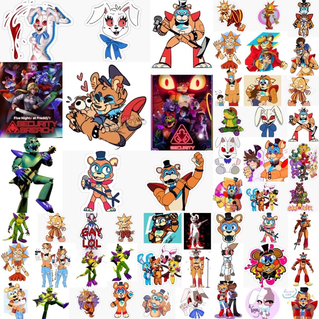 Ảnh dán Sticker fnaf security breach 30-60 hình khác nhau/ hình dán fnaf security breach
