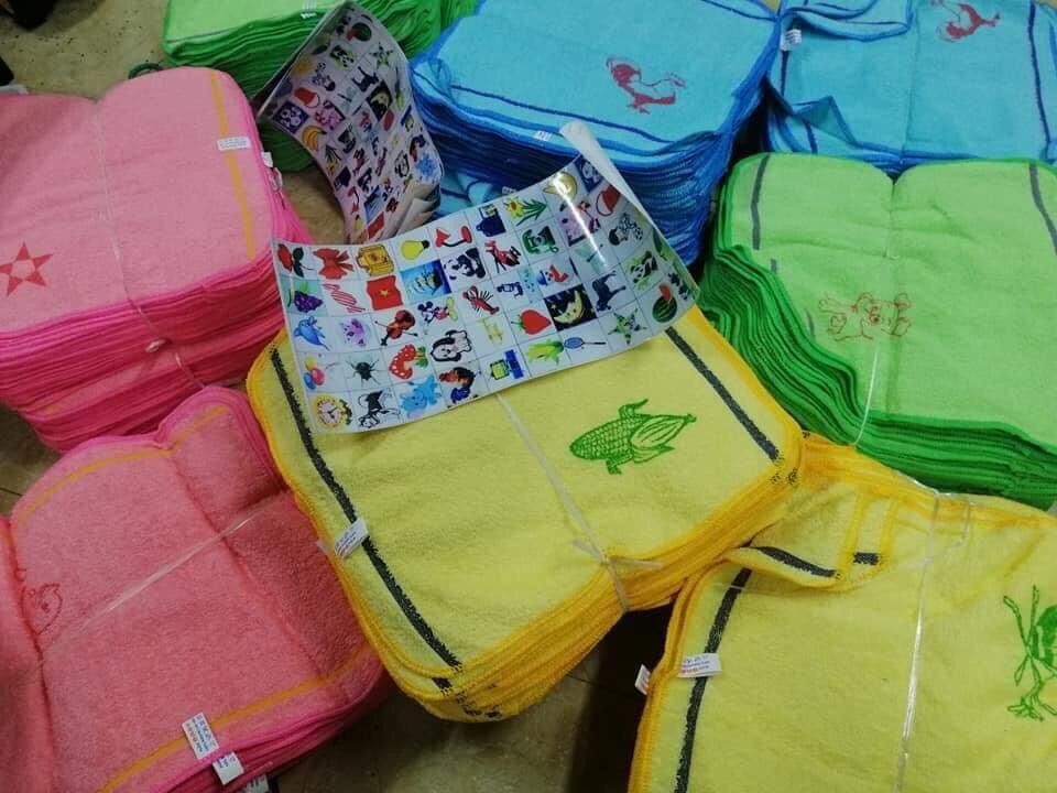 Set khăn mặt kí hiệu cho bé mầm non size 30x30cm loại mềm