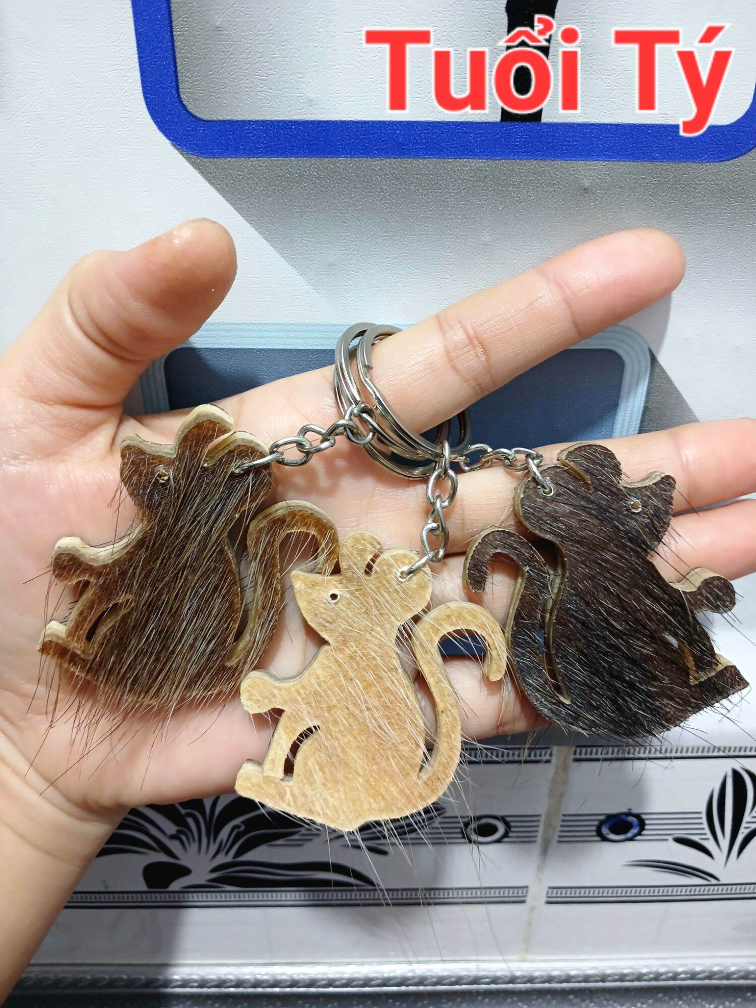 Móc khóa da trâu tuổi Tý