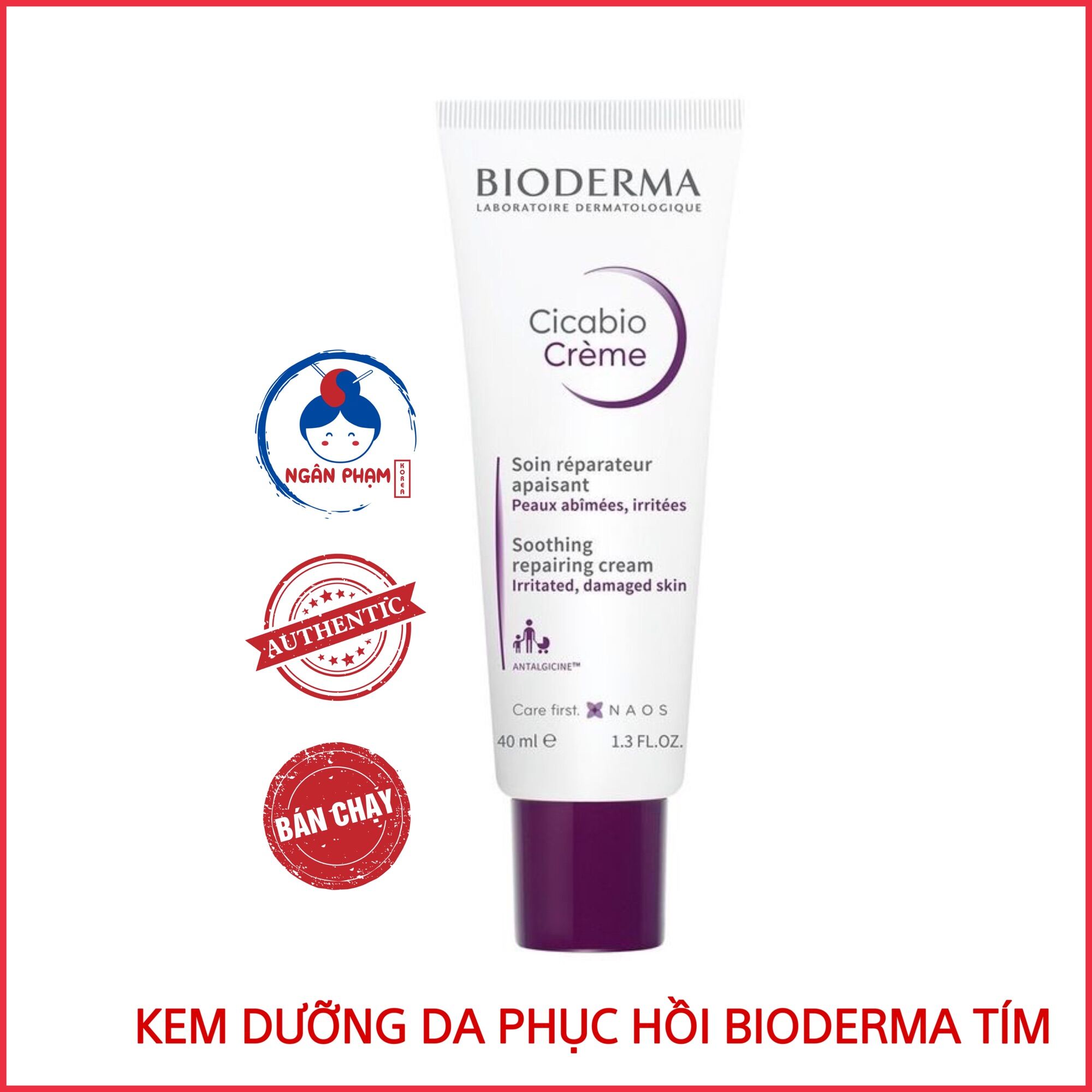 [Bill Pháp] Kem Dưỡng Phục Hồi Da Bioderma Tím