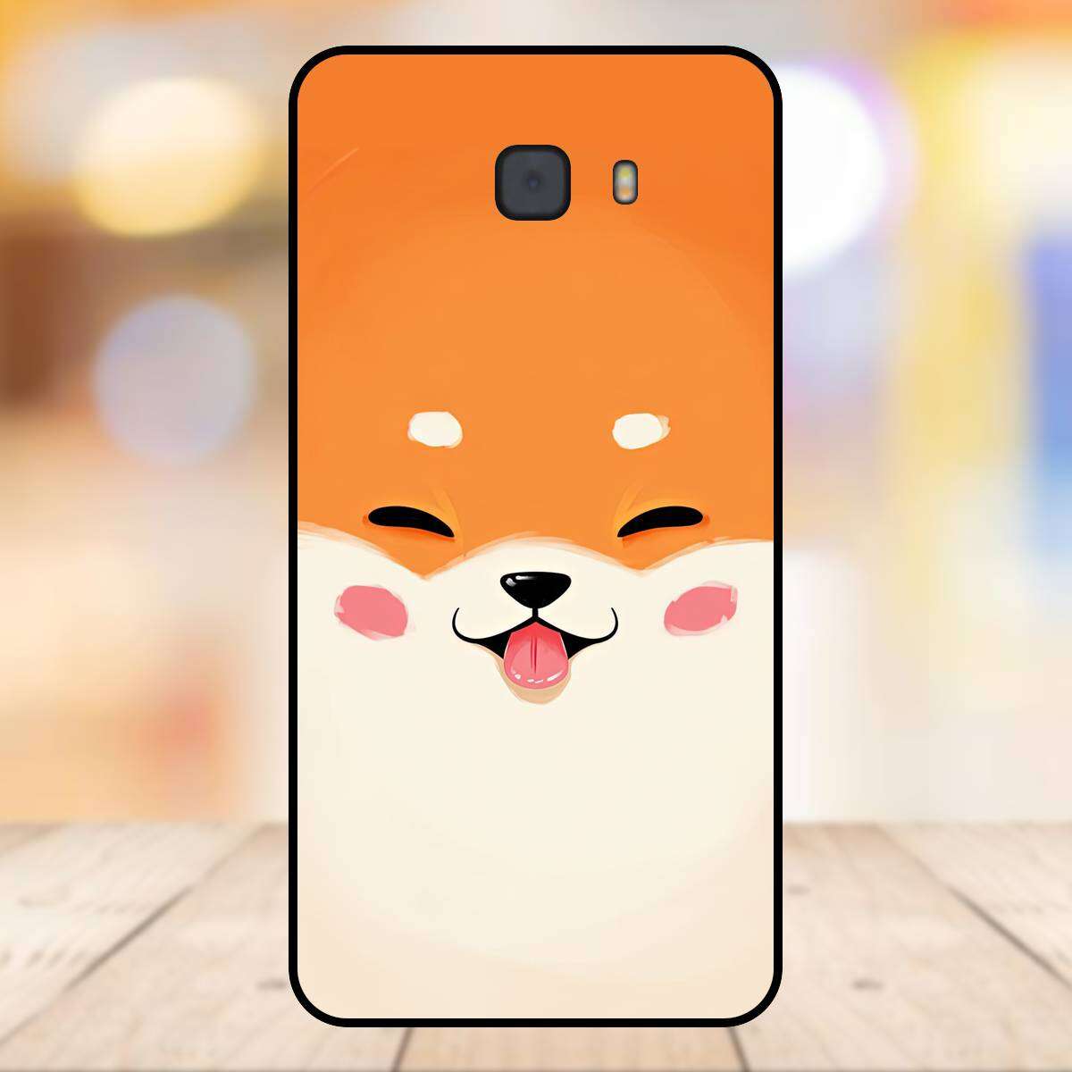 Ốp lưng điện thoại Samsung C9 Pro viền đen Chó Corgi dễ thương