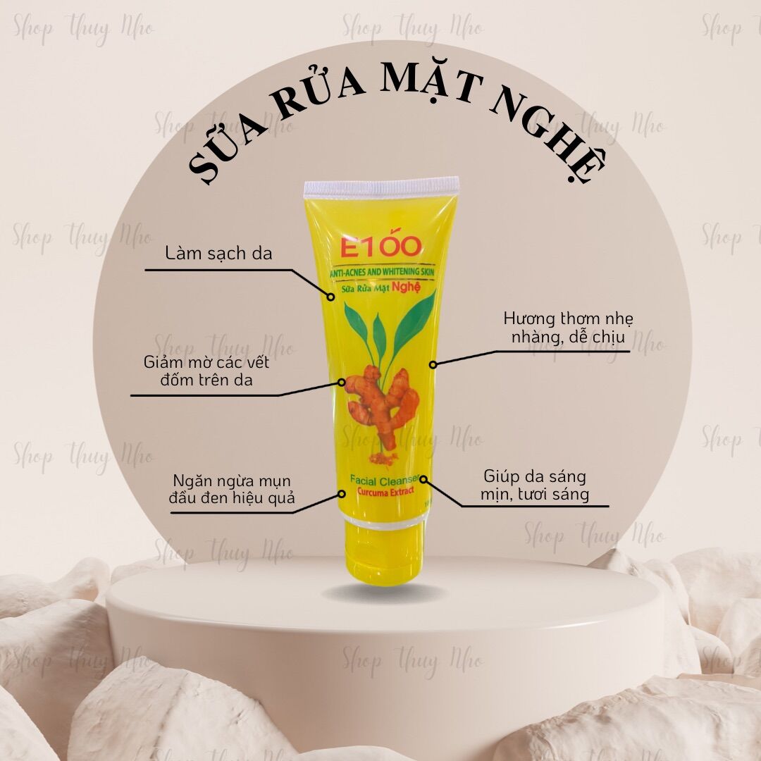 Sữa rửa mặt nghệ E100 giảm thâm, ngừa mụn hiệu quả - 100gram
