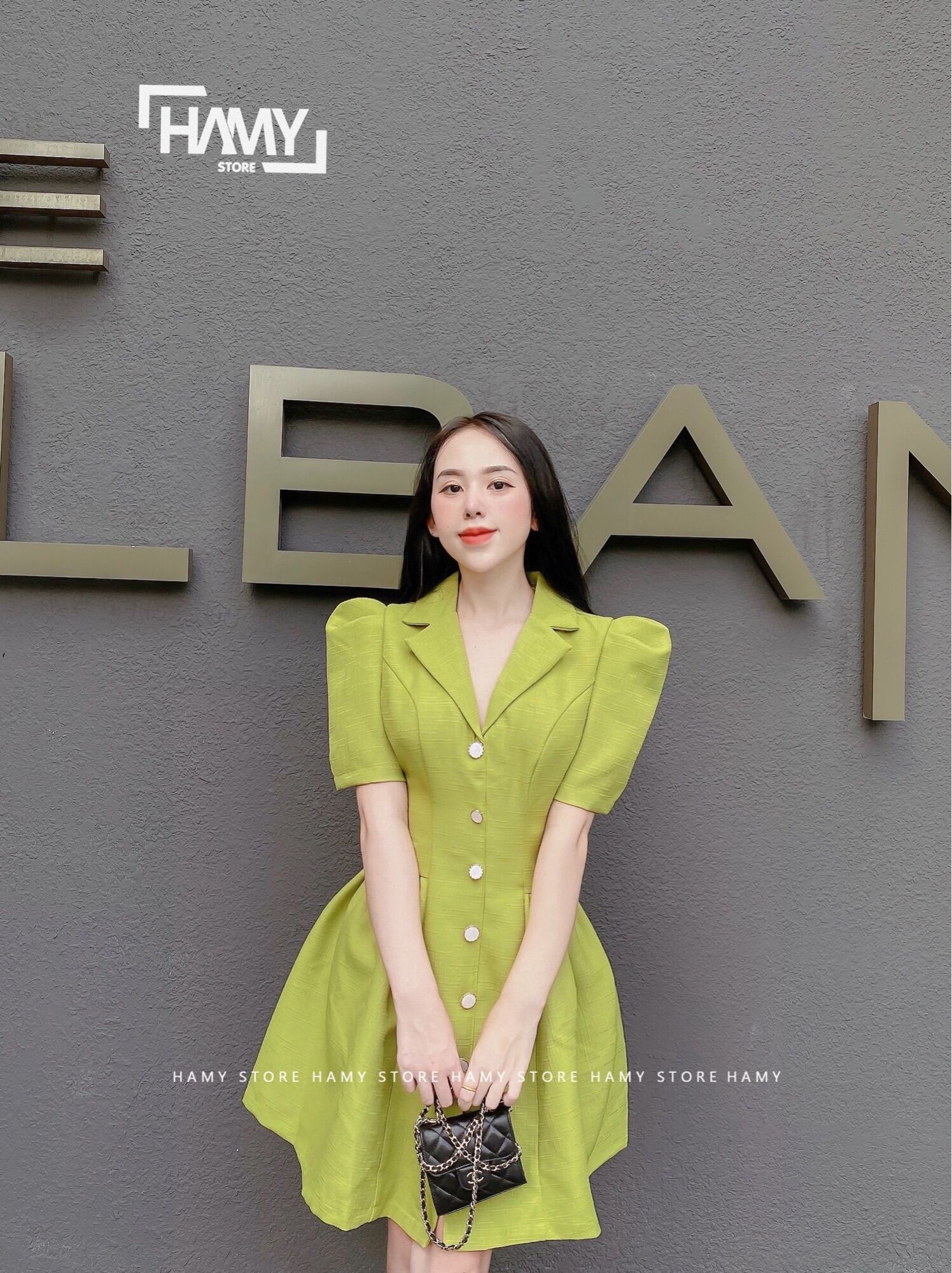 Đầm Cổ Vest Nút