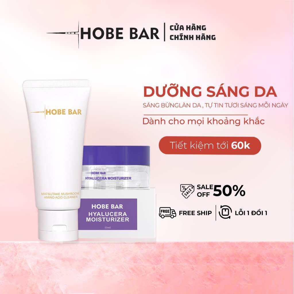 Combo Mặt Nạ Đất Sét + Sữa Rửa Mặt 50ml + Kem Dưỡng Ẩm 55ml HOBEBAR Dưỡng Sáng Da Sạch Sâu Cấp Ẩm