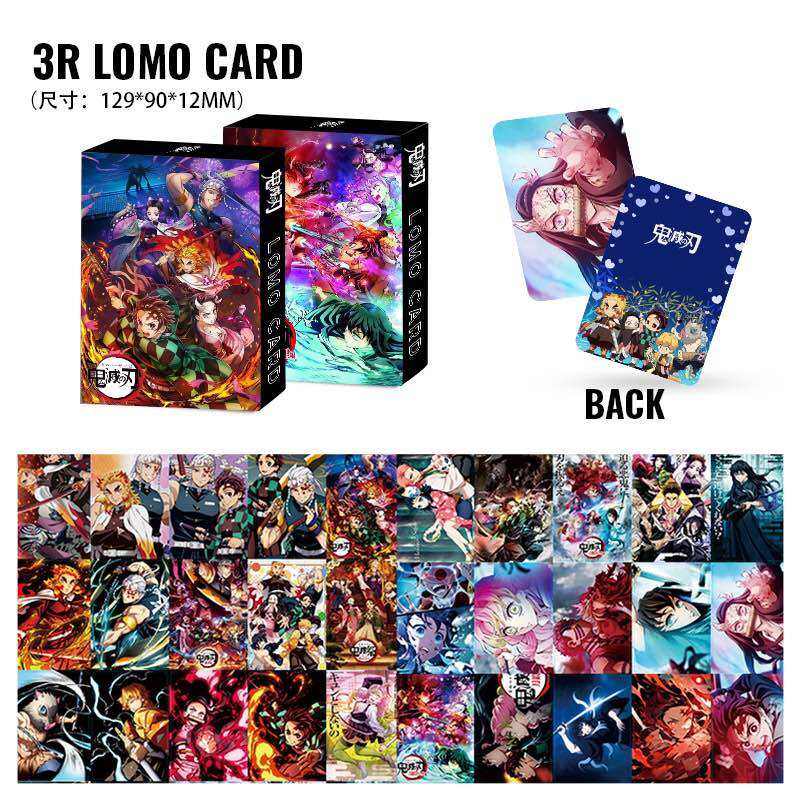 [Lomo 3R Kimetsu] Bộ 30 lomo card 3R loại lớn Kimetsu no yaiba thẻ bo góc thanh gươm diệt quỷ photoc