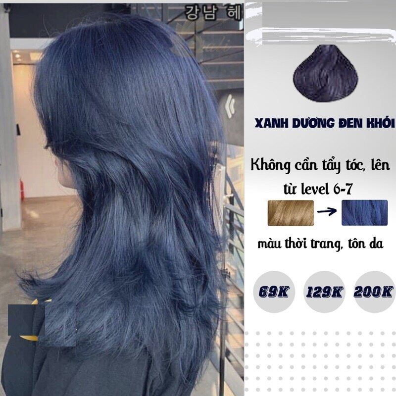 Kem Nhuộm Tóc Xanh Dương Đen Khói Lên Đẹp Nền 7 Trở Lên Ash Black Blue Hair  Dye Cream - Hs8881 | Lazada.Vn