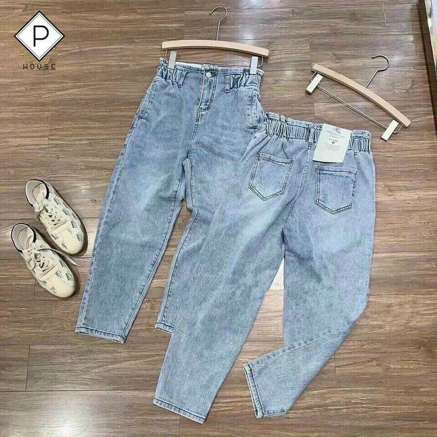 Quần jean ôm kiểu lưng thun sau quần jean dày form