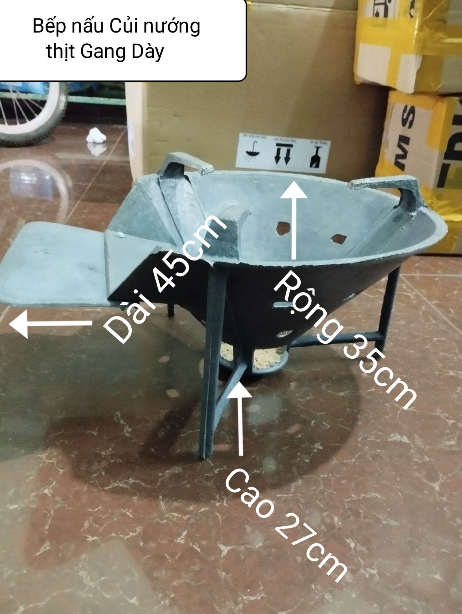 bếp củi gang dày