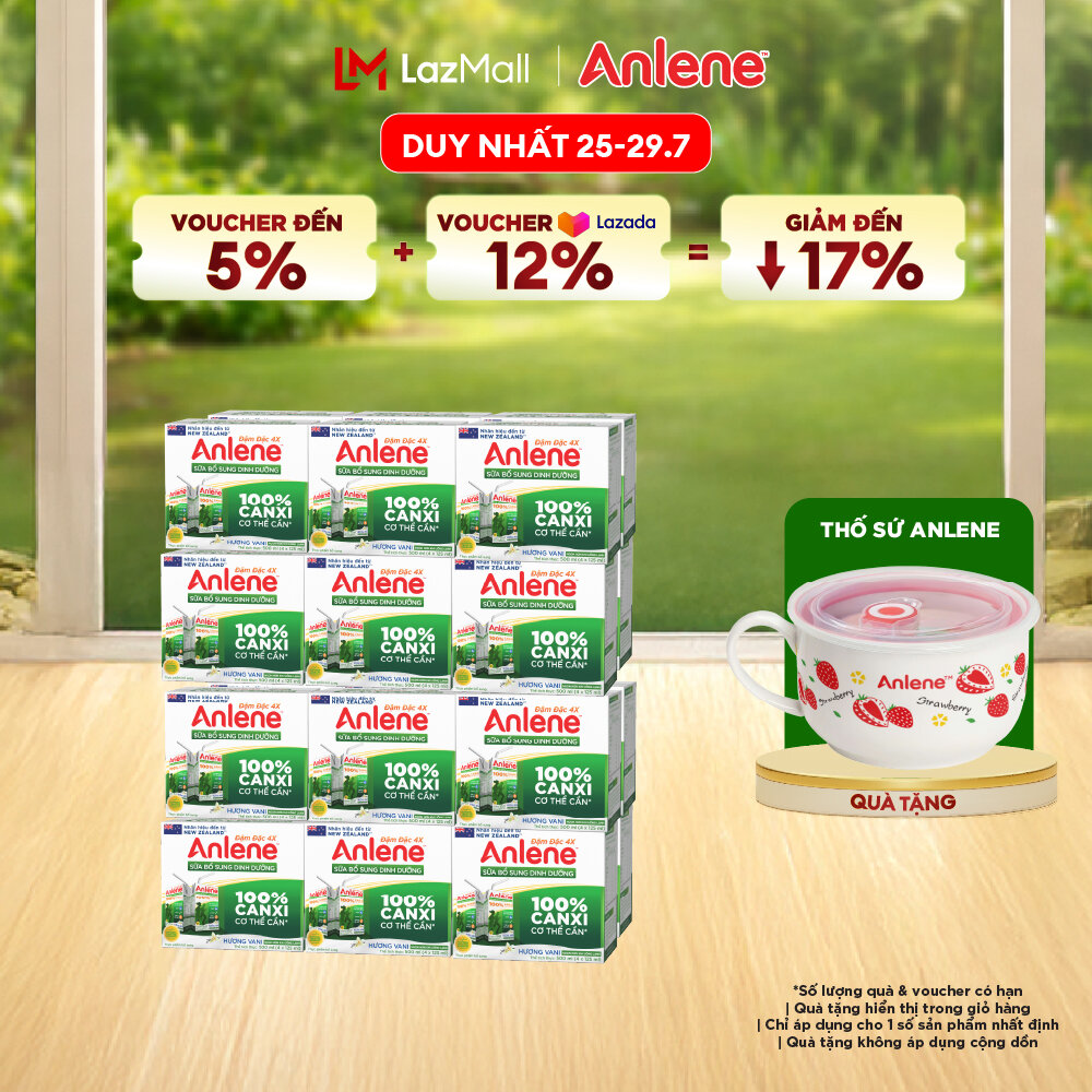 [Voucher giảm đến 26%]Combo 2 Thùng Sữa Nước Anlene Hương Vani Đậm Đặc Ít Béo 110Ml