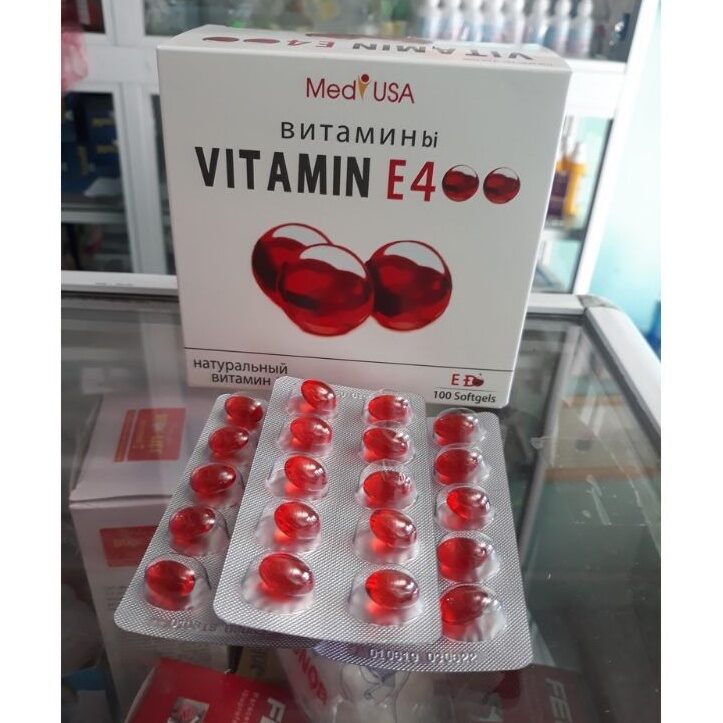 (NL nhập khẩu Chính hãng 💯) Combo 2hộp Vitamin E đỏ 400 Medi USA nguyên liệu nhập khẩu Nga mờ nám đẹp da ngăn lão hoá