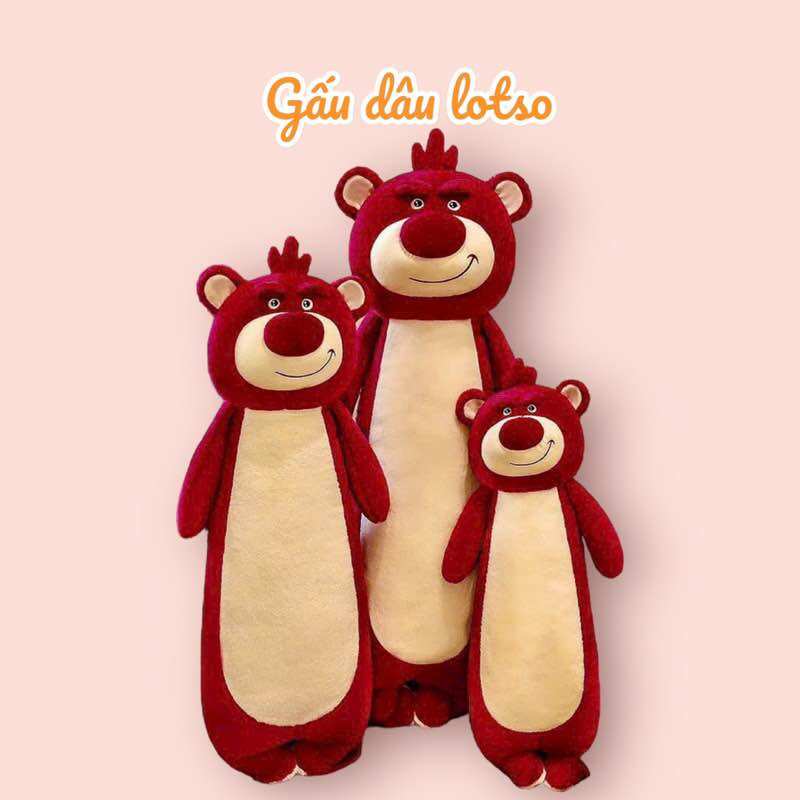 Gối ôm gấu dâu lotso mẫu mới, gối ôm cho bé, gối ôm ngủ cao cấp hàng nhập khẩu đủ size full size hàng nhập khẩu cao cấp