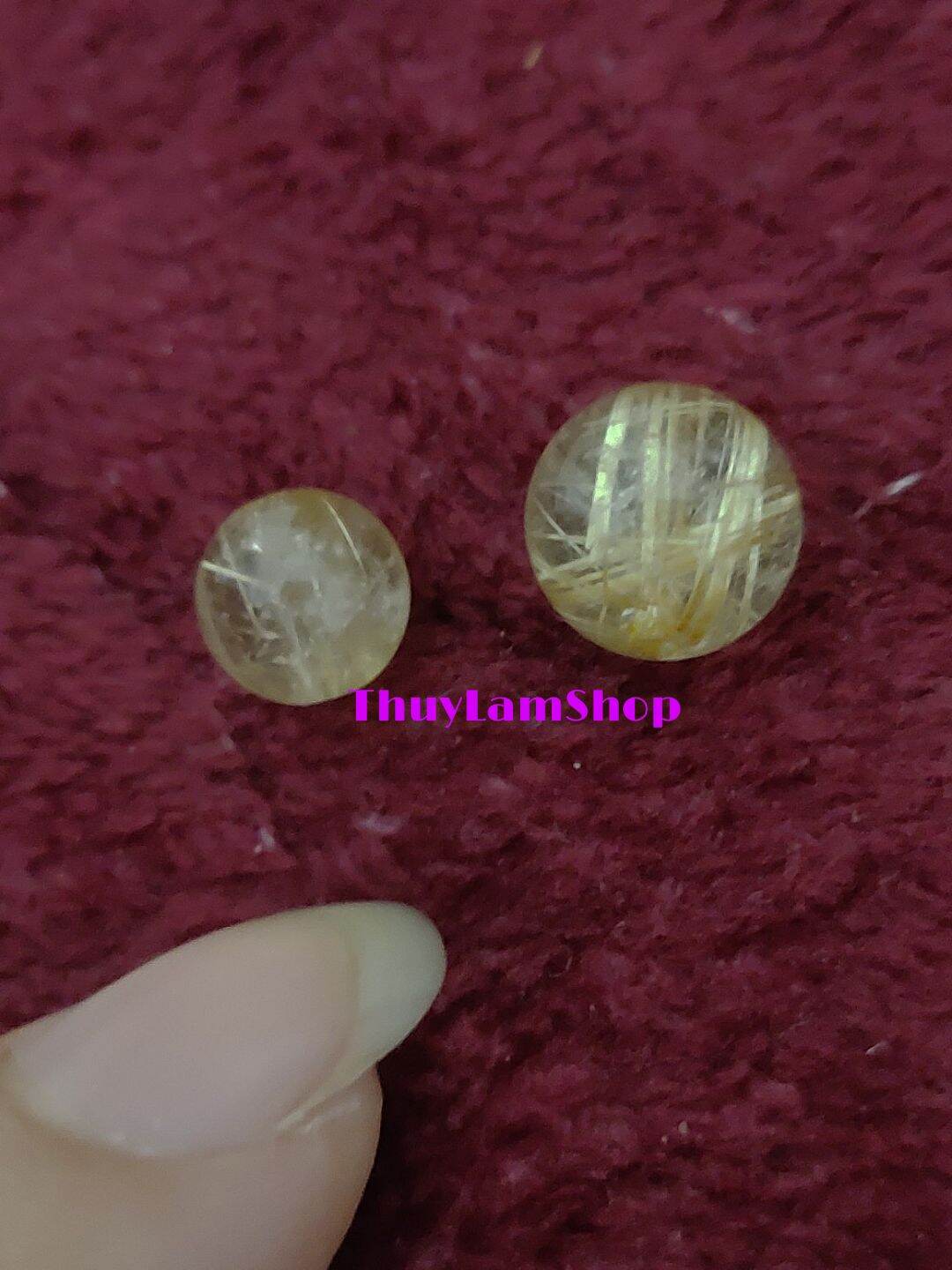 Viên đá thạch anh tóc vàng thiên nhiên 6li 8li 10li 12li 14li chuẩn đá 3A, làm handmade, xỏ DIY, sưu tầm