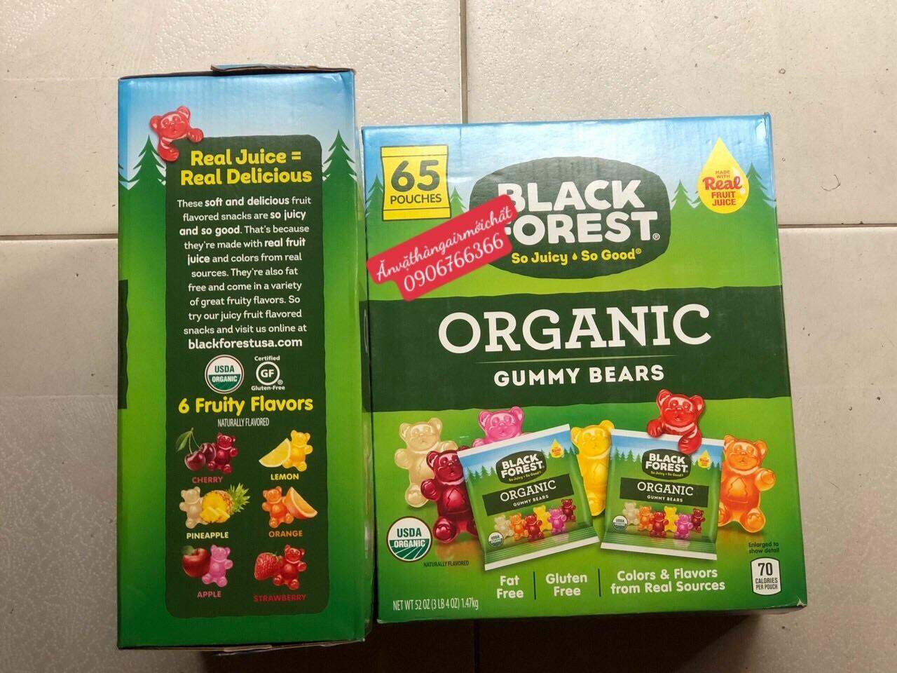 KẸO DẺO GẤU HỮU CƠ GUMMY BEAR BLACK FOREST 65 GÓI USA