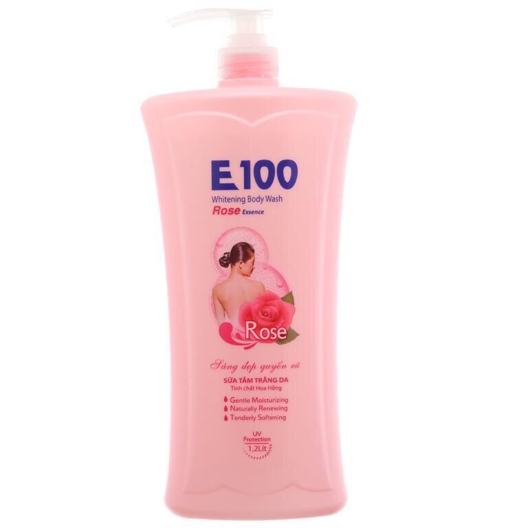 SỮA TẮM TRẮNG DA E100 TINH CHẤT HOA HỒNG 1,2 Lít
