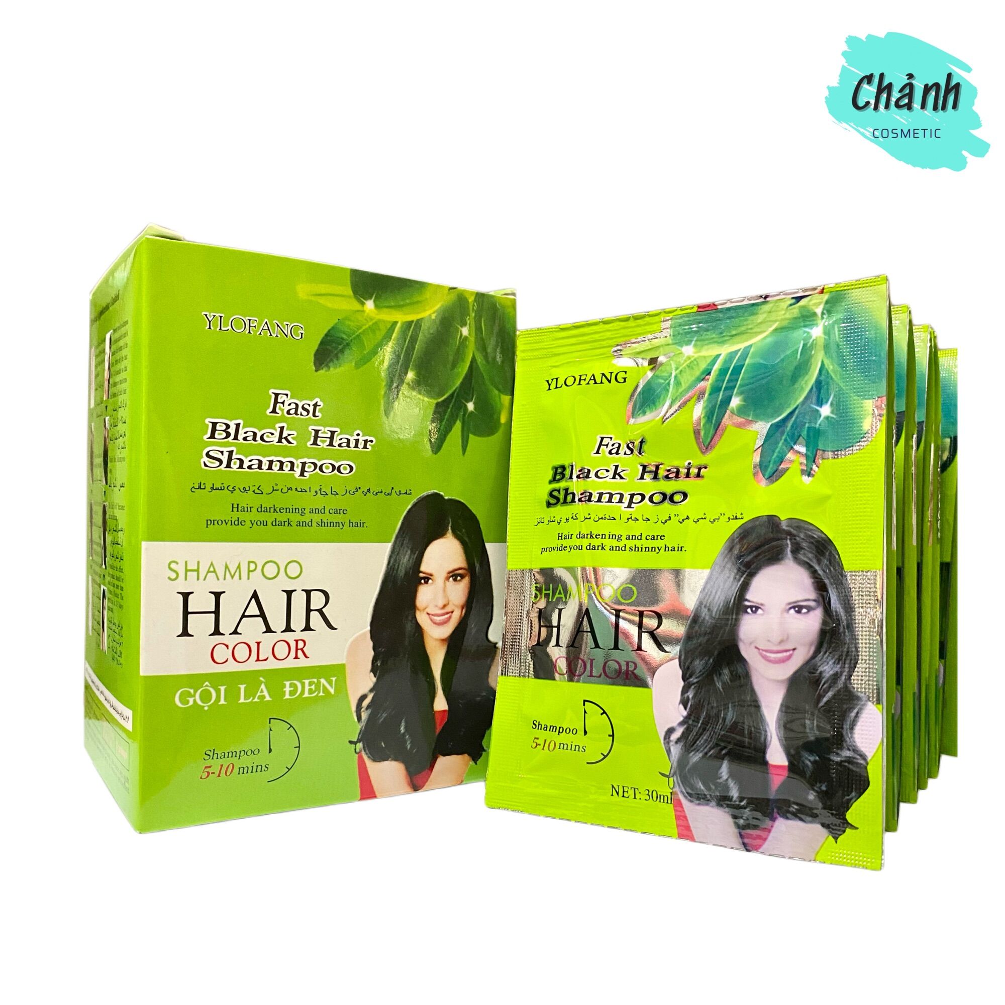 Gội là đen thái lan - hộp 10 gói dầu gội nhuộm đen tóc thảo dược ylofang olive