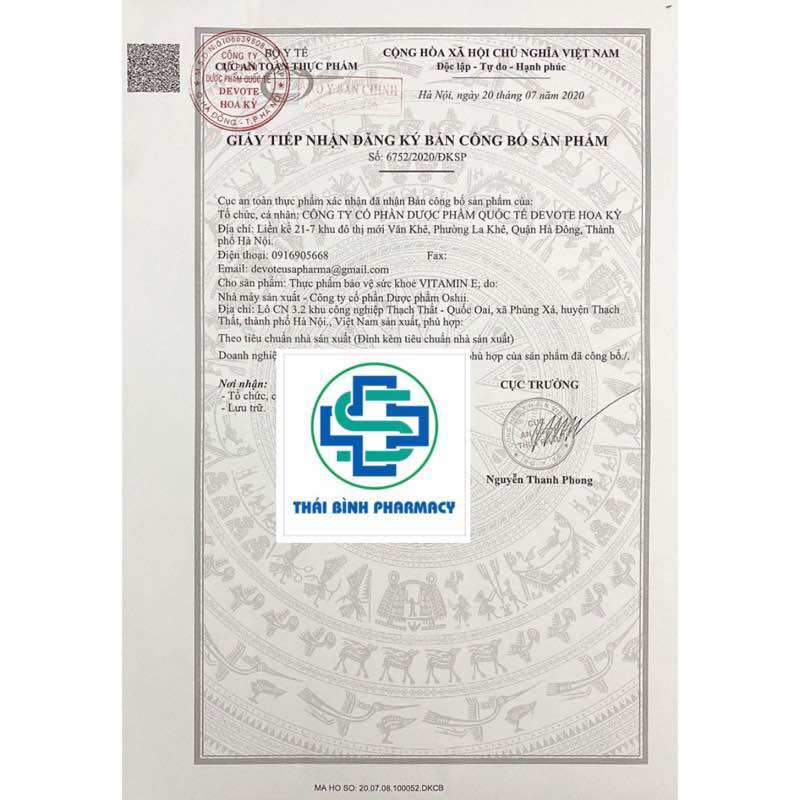 Vitamin E Devote - Hộp 30v