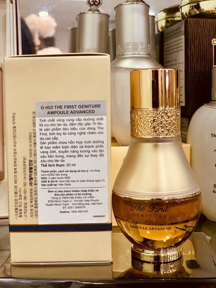 [Chuẩn Auth giá sỉ] Tinh chất vàng OHUI The First Geniture Ampoule Advanced 24K tái sinh da trắng sáng săn chắc phiên bản đặc biệt chai 20ml dùng thử hàng công ty LG nhập khẩu