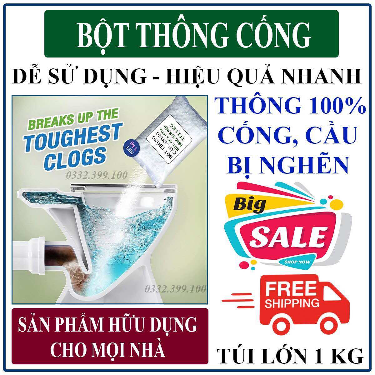 Combo 5kg bột thông cầu cống - tẩy rửa công nghiệp gói 1kg