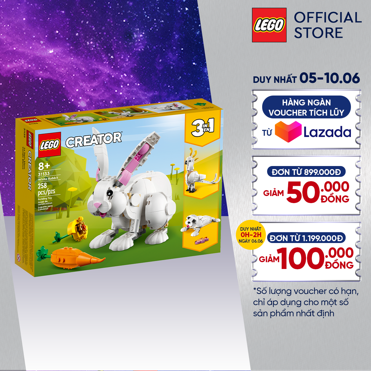 Lego creator 3in1 31133 đồ chơi lắp ráp thỏ trắng dễ thương