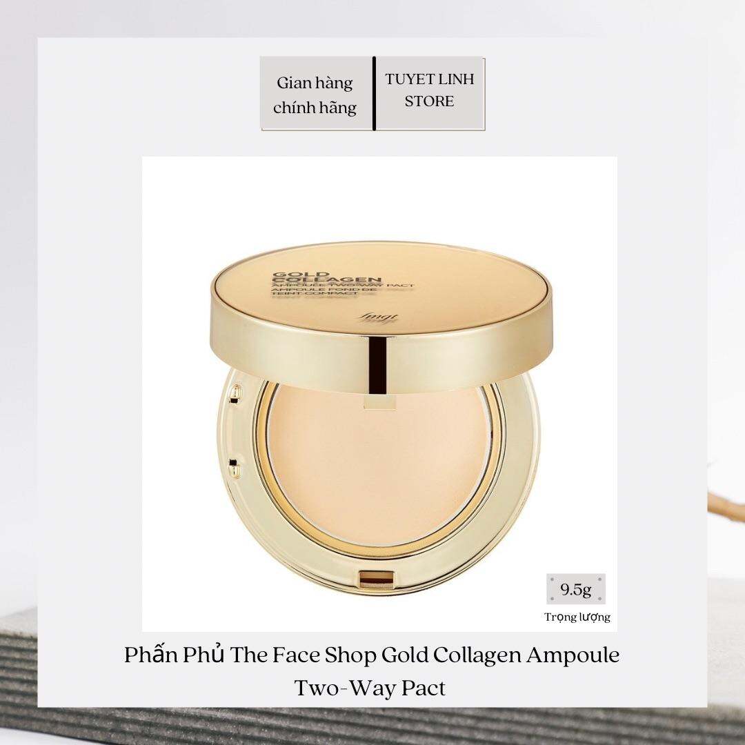 Phấn Phủ Dạng Nén Siêu Mịn Chiết Xuất Từ Collagen & Ngọc Trai The Face Shop Gold Ampoule Pact 9.5g (100% From South Korea)