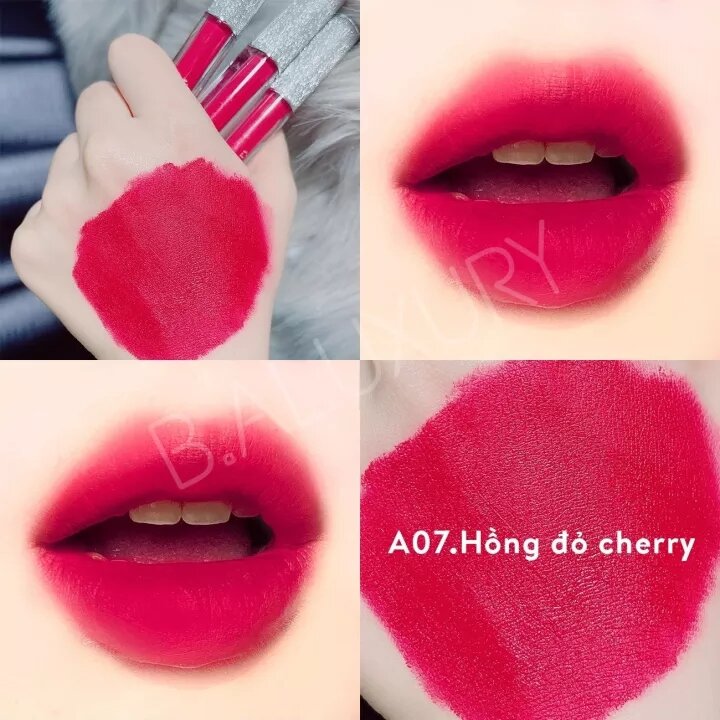 Son Kem lì BA vellvet lips không chì mềm môi màu Đỏ Hồng
