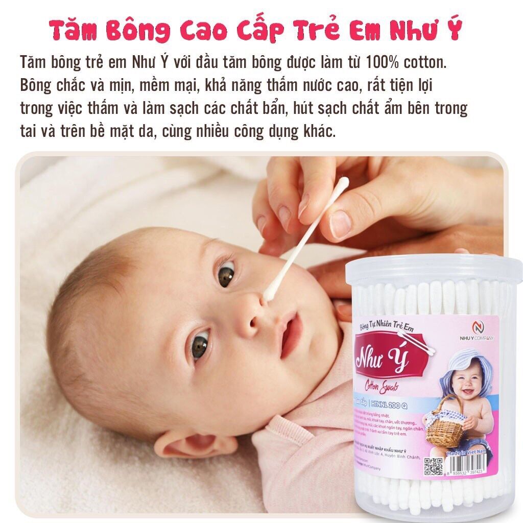BÔNG TĂM TRẺ EM ( 1 BỊCH 200 CÂY )