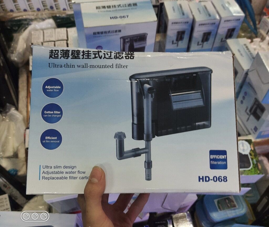 Máy lọc thác hồ cá cảnh kèm lọc váng dùng được cho bể nước mặt và nước ngọt HD-068